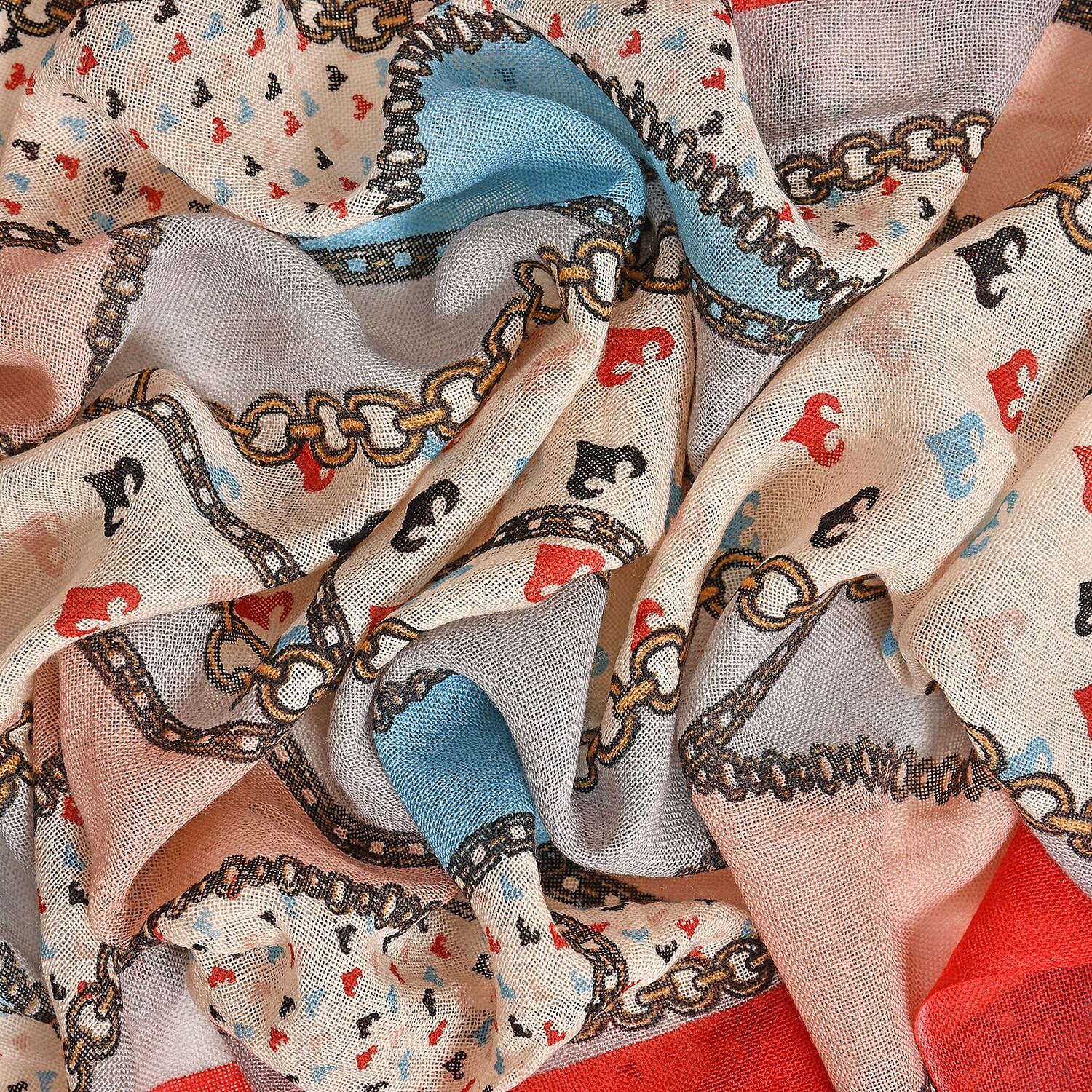 La Marey 100% Merino Wool Ribbon Pattern Scarf (One Size 175x65 cm) - Multi