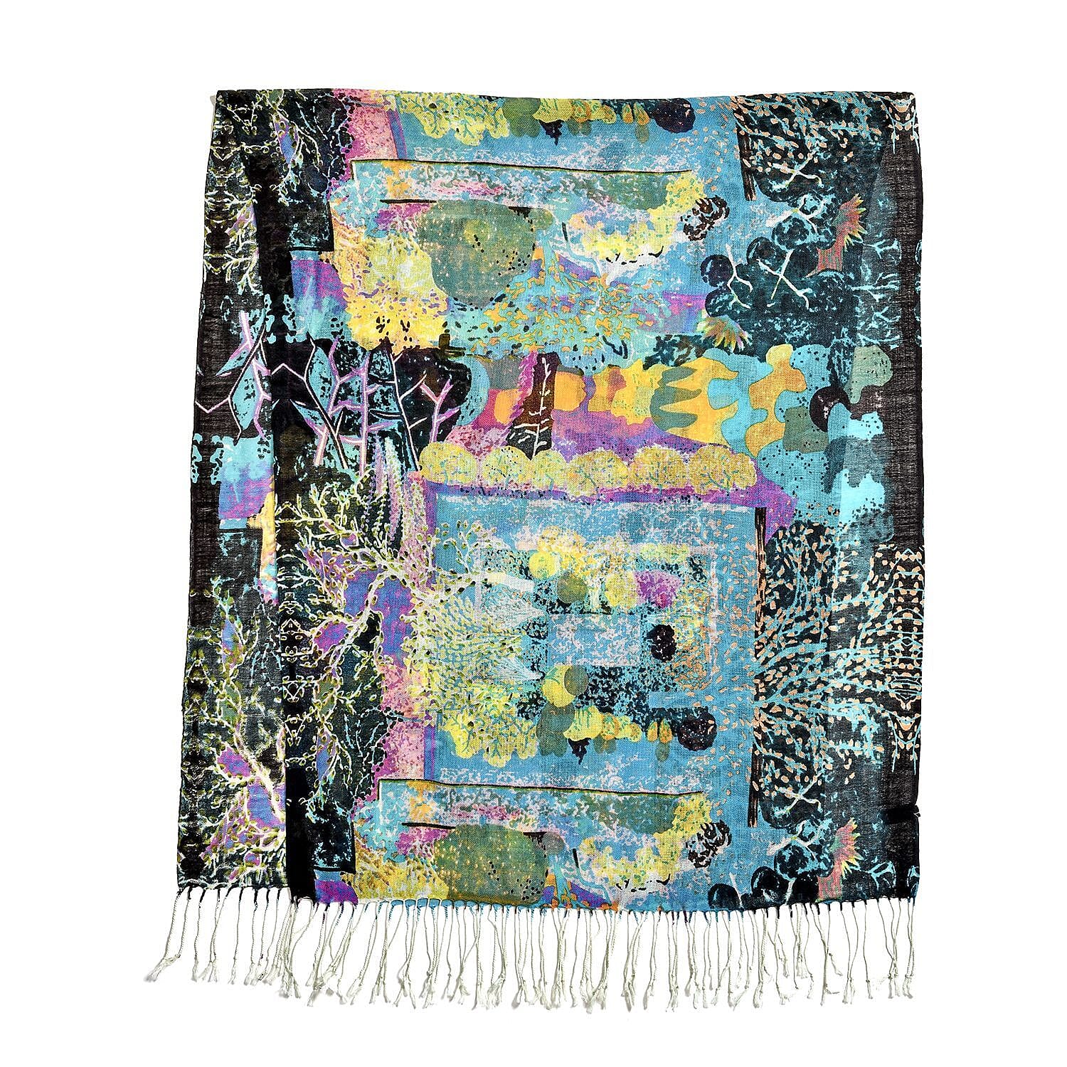 Close Out Deal - La Marey 100% Merino Wool Irregular Pattern Scarf (One Size 175x65 cm) - Turquoise