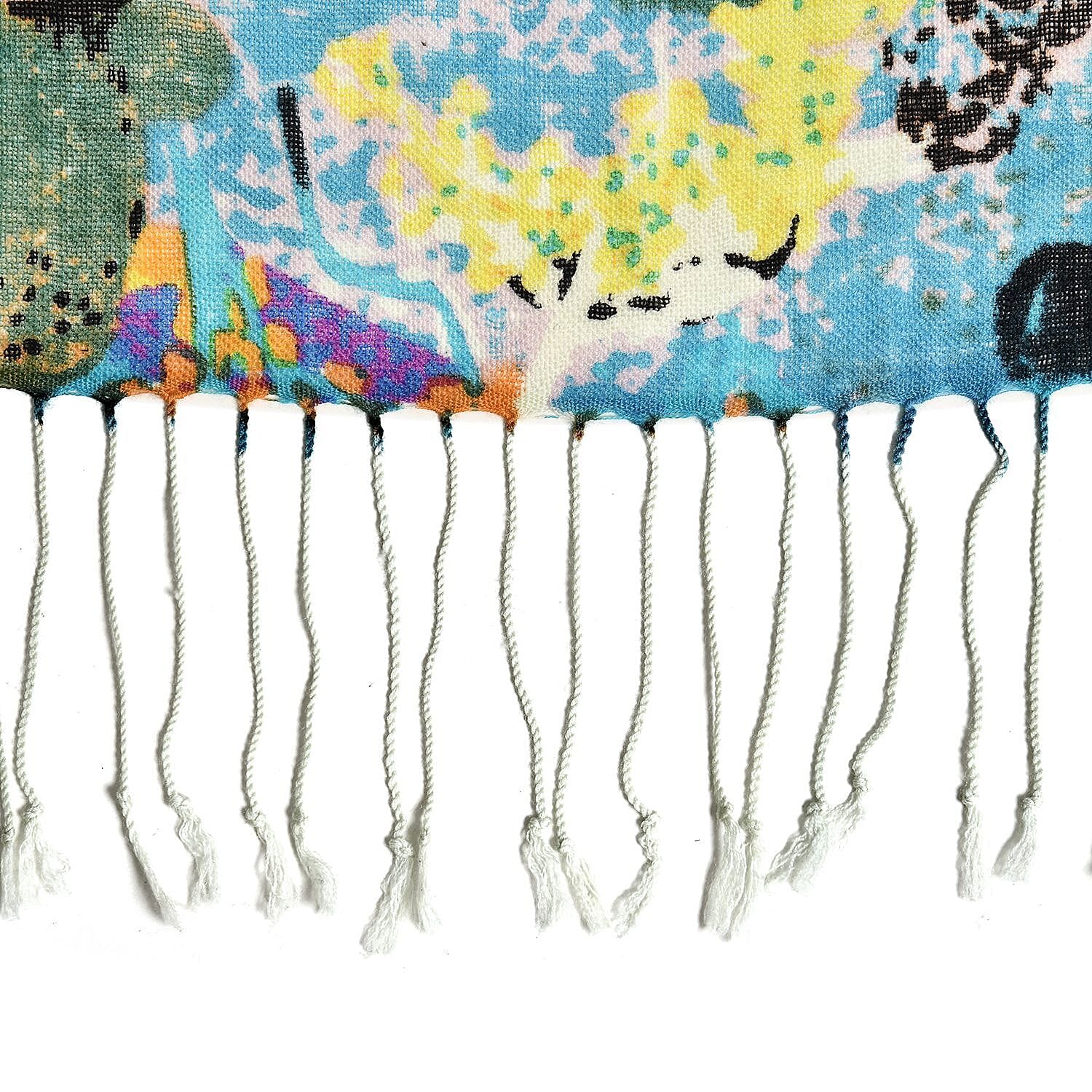 Close Out Deal - La Marey 100% Merino Wool Irregular Pattern Scarf (One Size 175x65 cm) - Turquoise