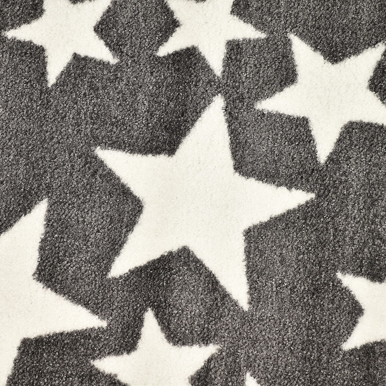 Closeout - Heavy Duty Easy Care Anti-slip Area Multi Star Rug (Size 150x100 cm) - Grey