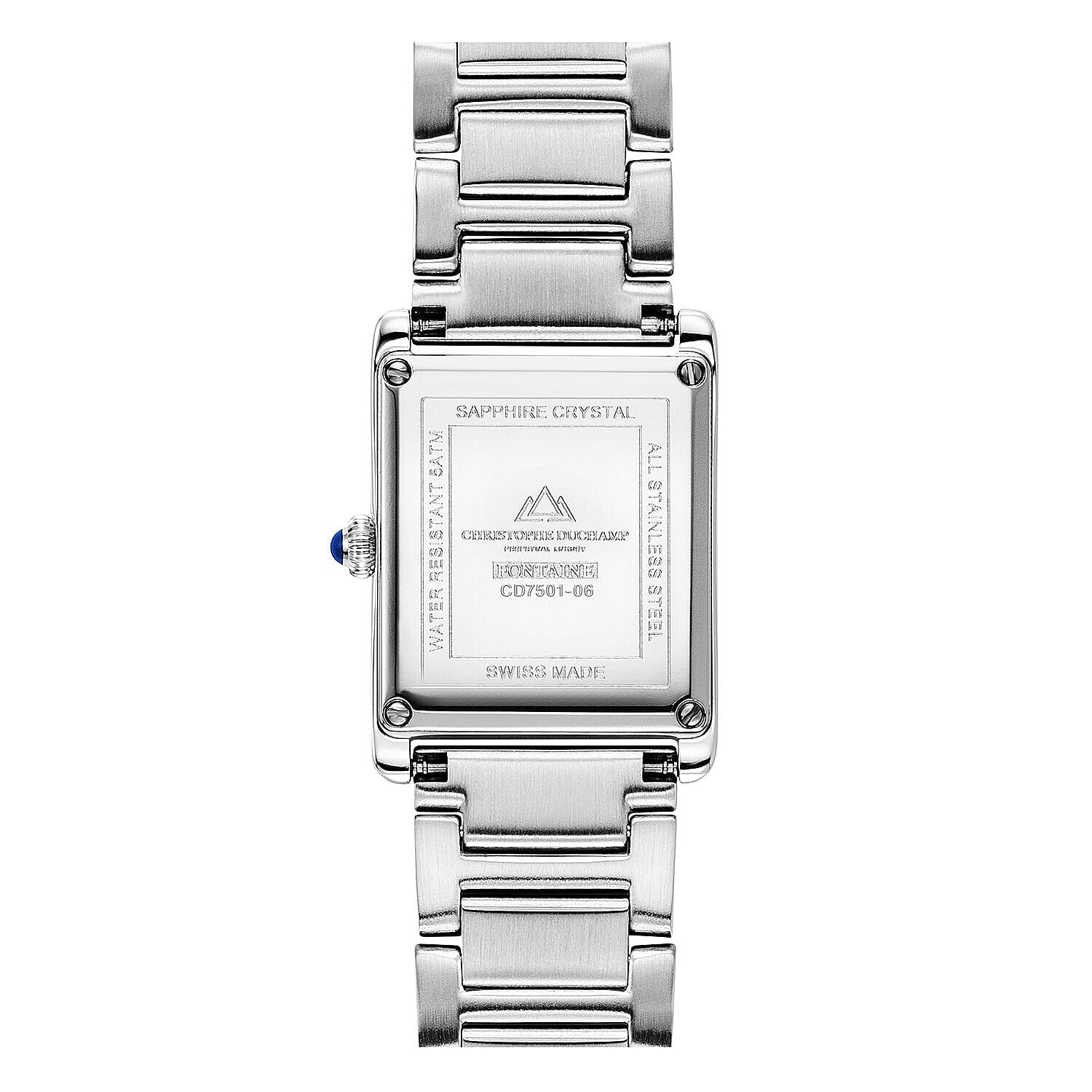 SWISS MADE Christophe Duchamp Fontaine Swiss Movt. Water Resistant Watch with 10 Diamonds (SI) and Sapphire Crystal Green Dial Silver Strap