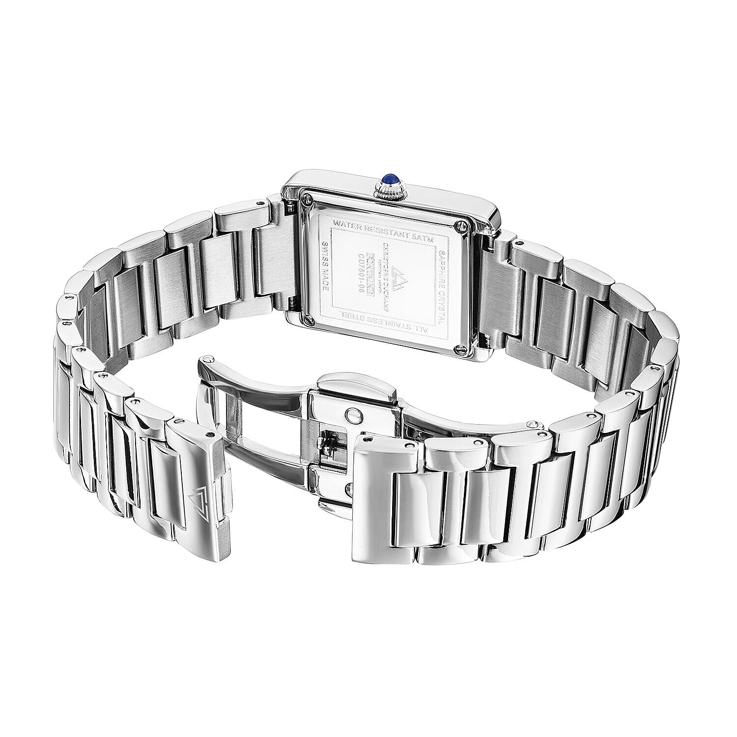 SWISS MADE Christophe Duchamp Fontaine Swiss Movt. Water Resistant Watch with 10 Diamonds (SI) and Sapphire Crystal Green Dial Silver Strap