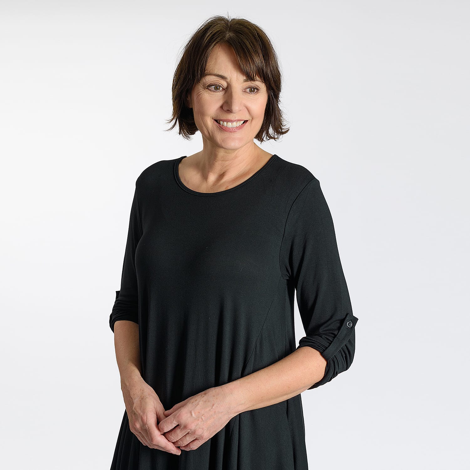 Adjustable Sleeve Jersey Parachute Dress - One Size (8 to 18) - Black