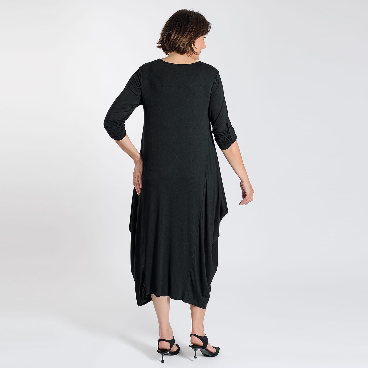 Adjustable Sleeve Jersey Parachute Dress - One Size (8 to 18) - Black