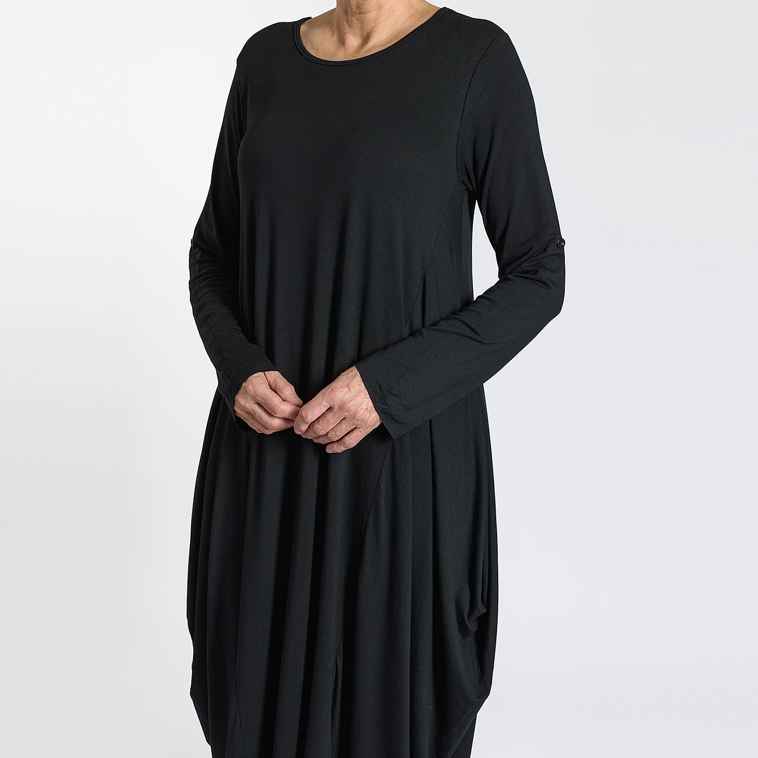 Adjustable Sleeve Jersey Parachute Dress - One Size (8 to 18) - Black