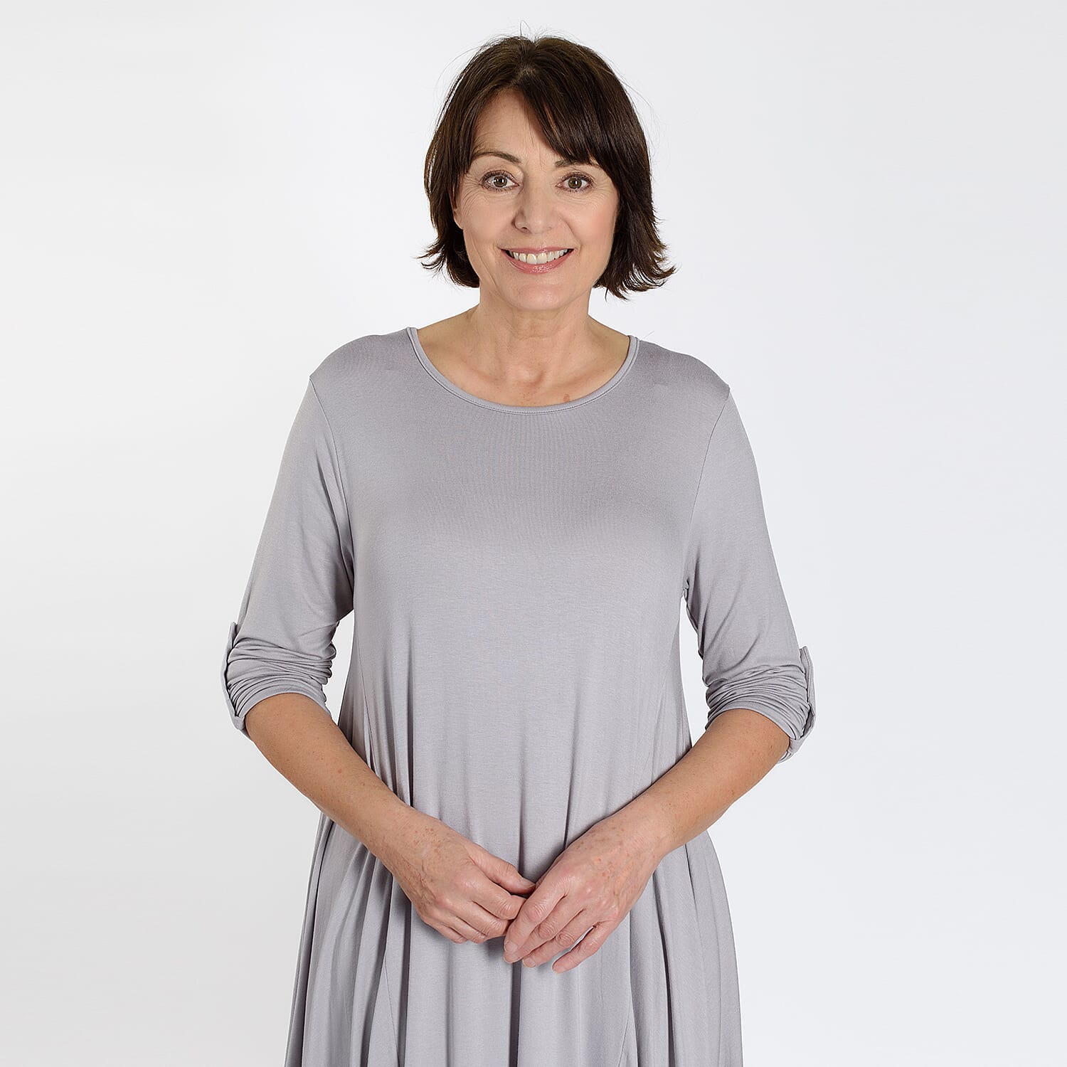 Adjustable Sleeve Jersey Parachute Dress - One Size (8 to 18) - Silver Grey