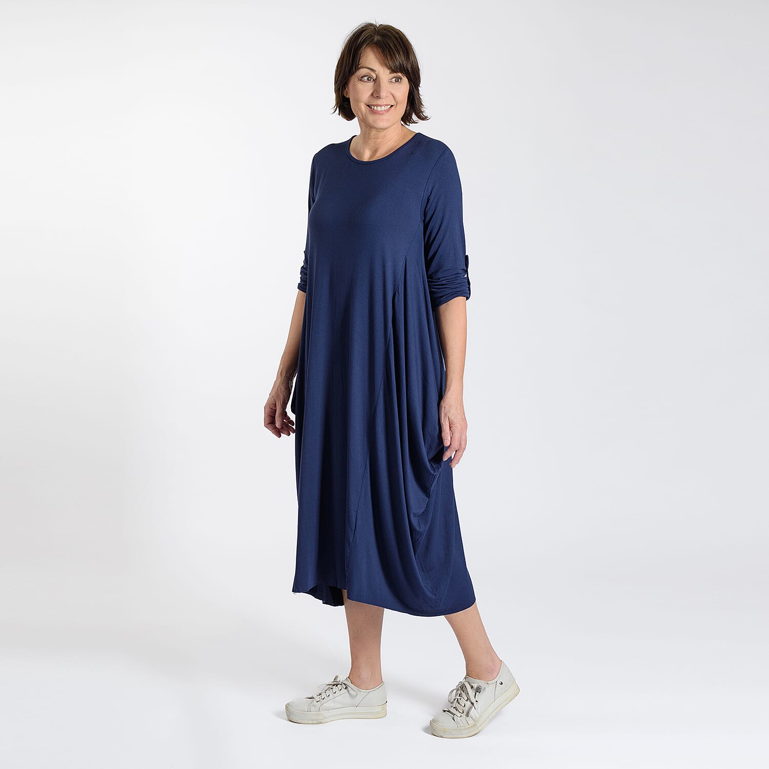 Adjustable Sleeve Jersey Parachute Dress - One Size (8 to 18) - Navy