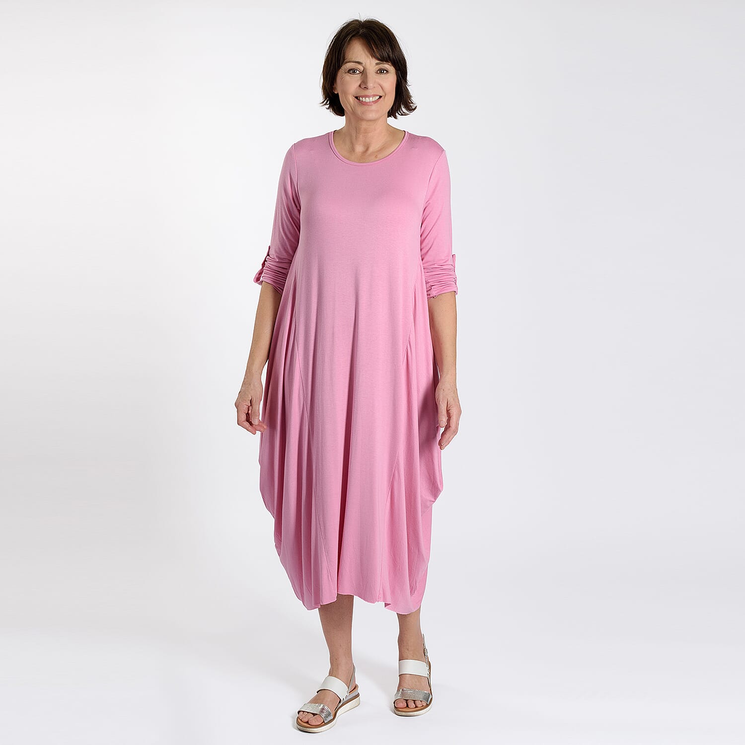 Adjustable Sleeve Jersey Parachute Dress - One Size (8 to 18) - Dusky Pink