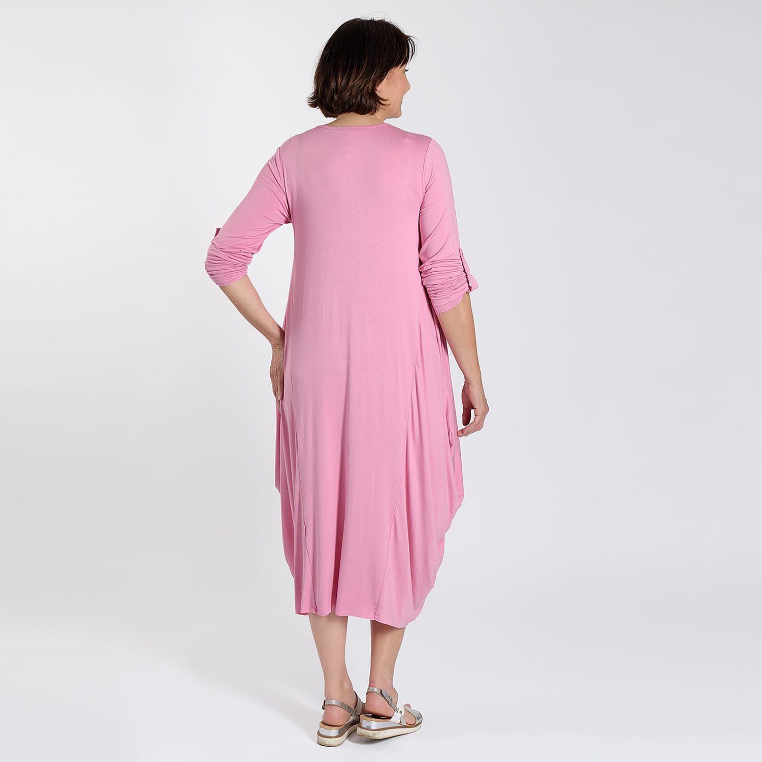 Adjustable Sleeve Jersey Parachute Dress - One Size (8 to 18) - Dusky Pink
