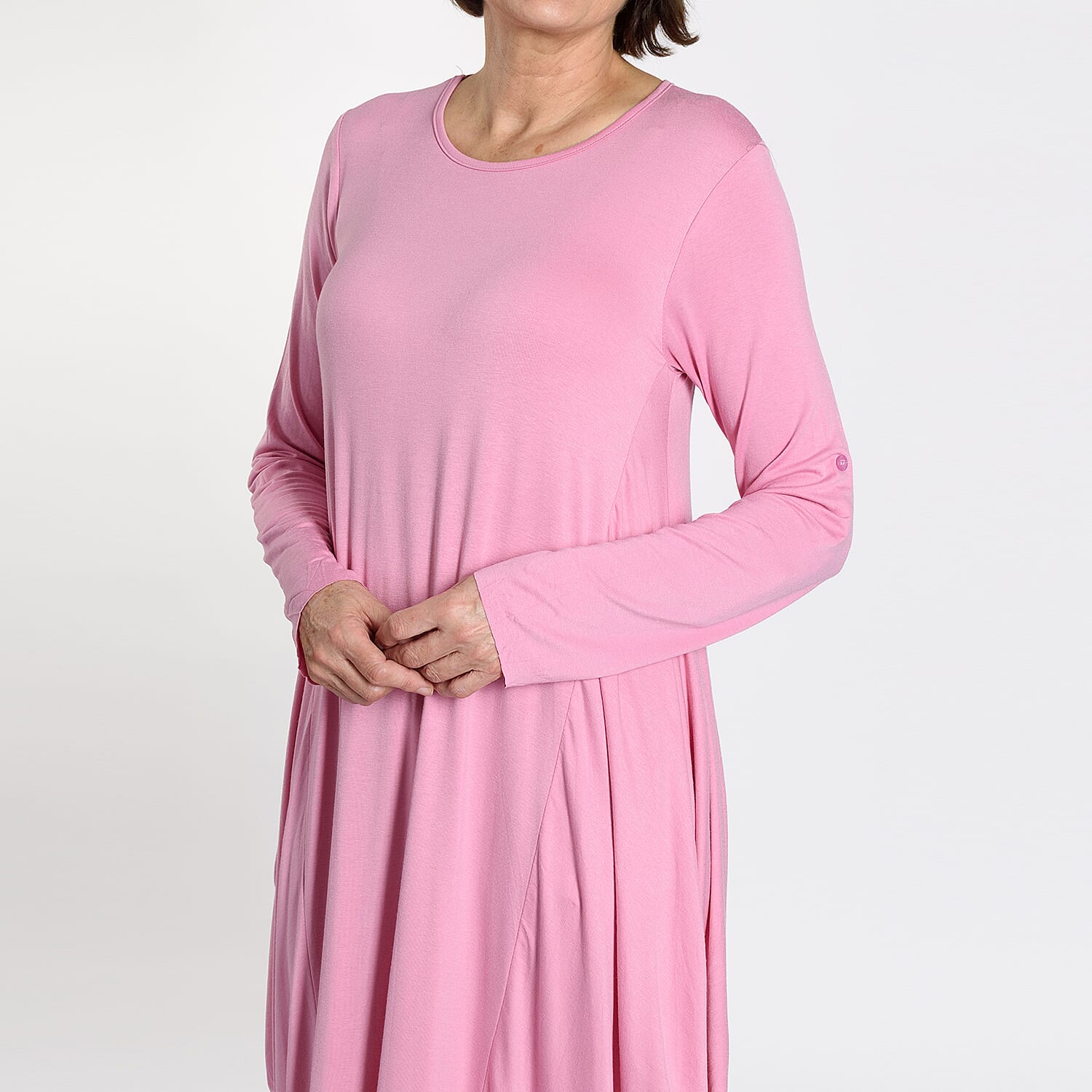 Adjustable Sleeve Jersey Parachute Dress - One Size (8 to 18) - Dusky Pink