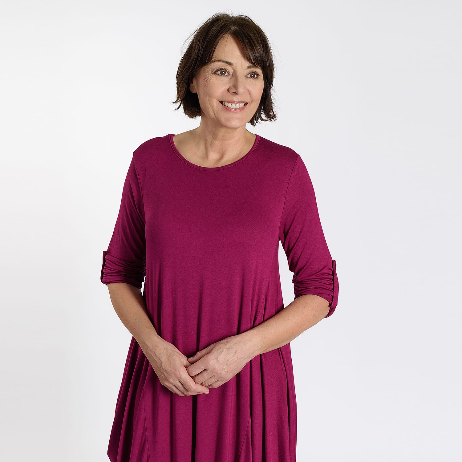 Adjustable Sleeve Jersey Parachute Dress - One Size (8 to 18) - Plum