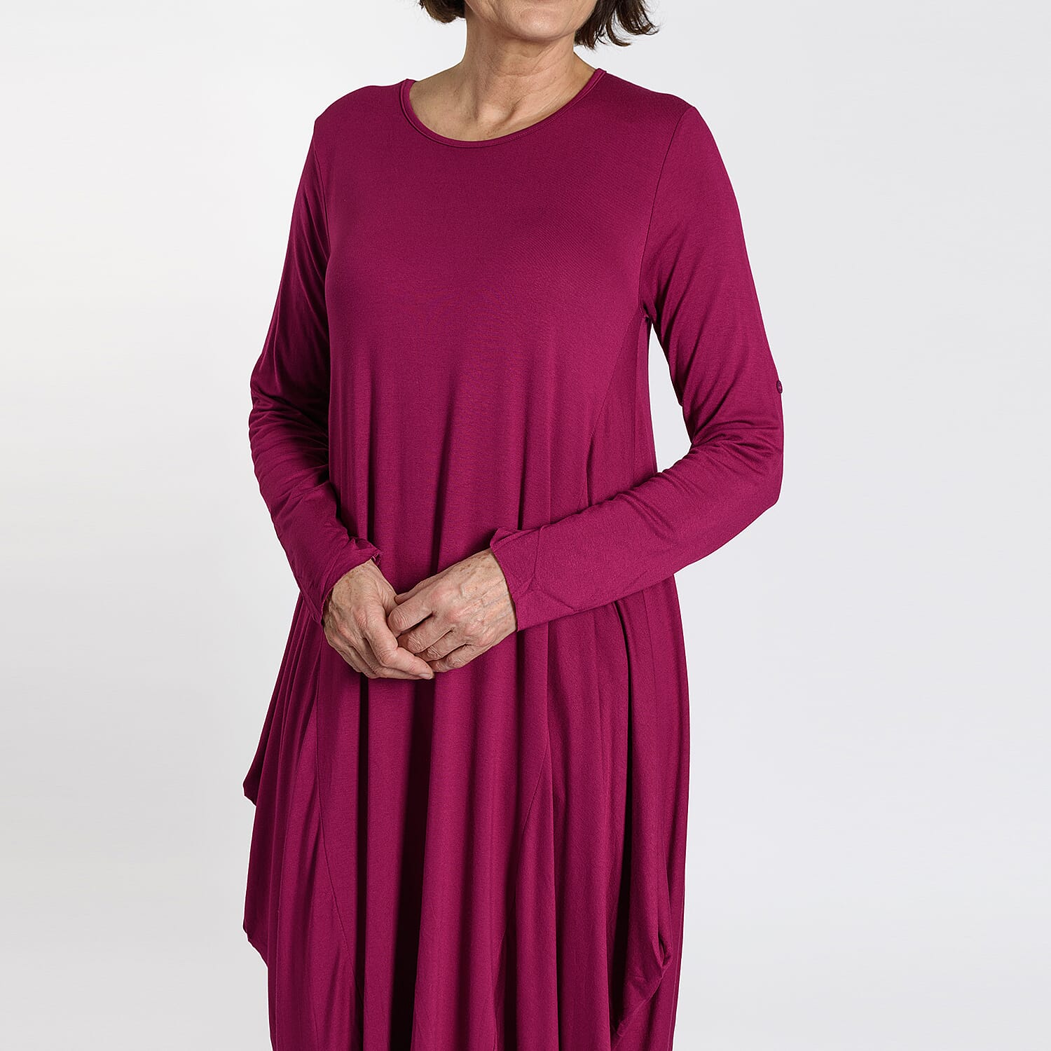 Adjustable Sleeve Jersey Parachute Dress - One Size (8 to 18) - Plum