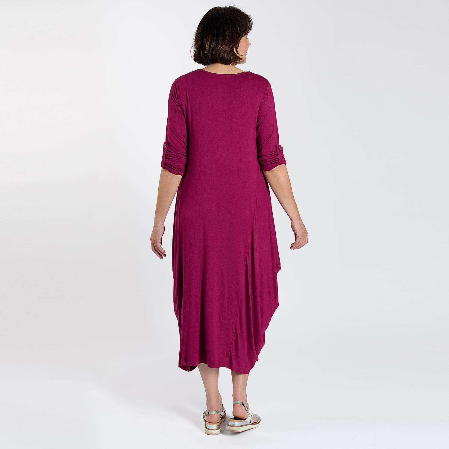 Adjustable Sleeve Jersey Parachute Dress - One Size (8 to 18) - Plum