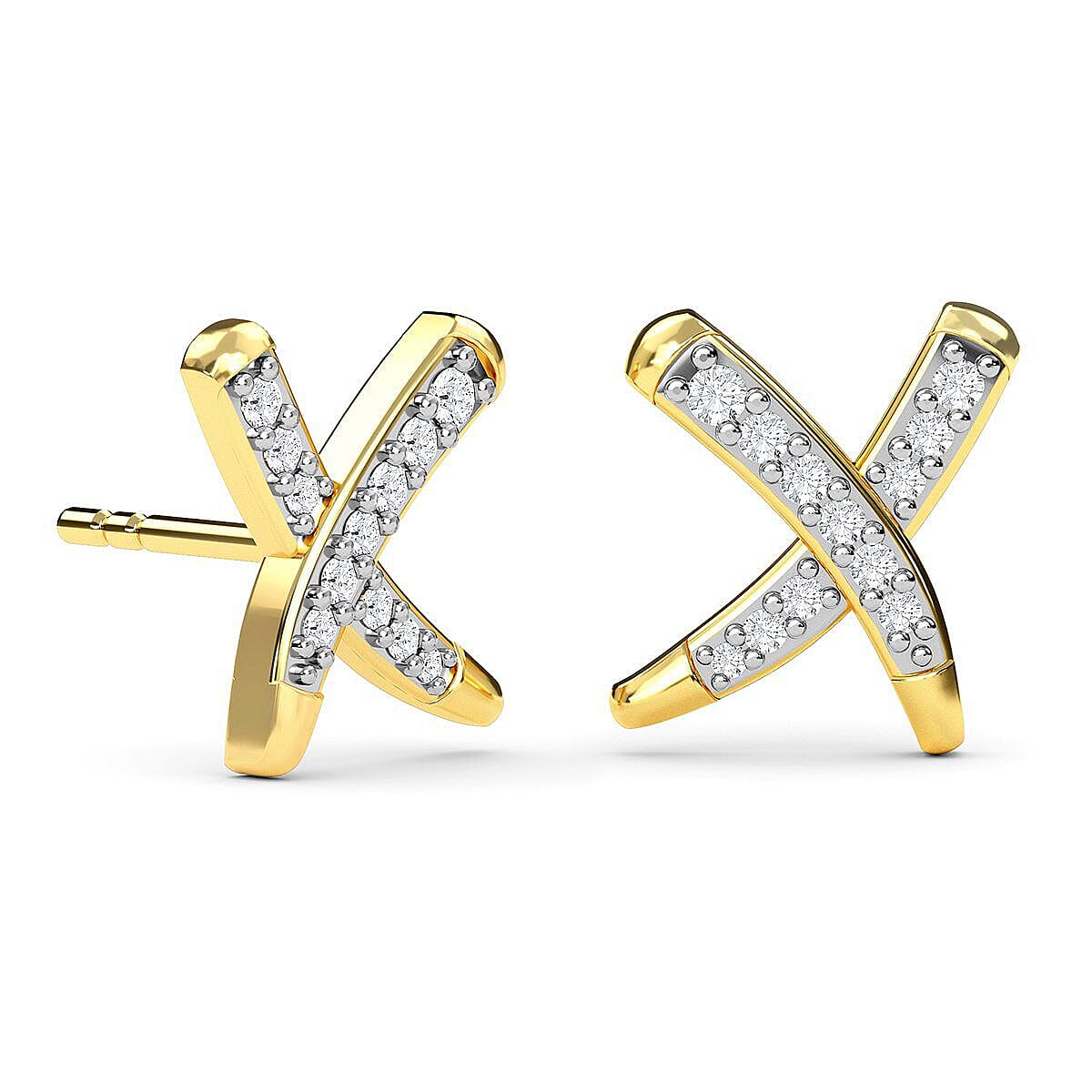 RACHEL GALLEY 14K Yellow Gold SGL Certified Diamond (SI-G-H) Stud Earrings (With Push Back) 0.20Ct.