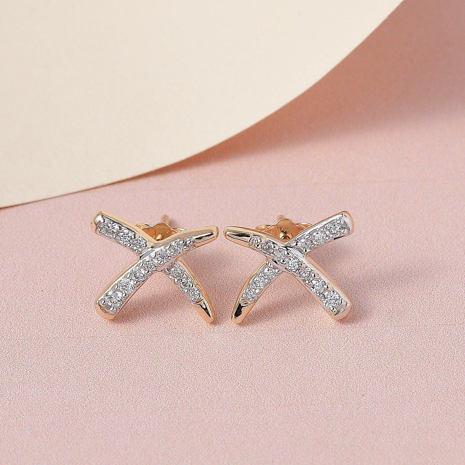 RACHEL GALLEY 14K Yellow Gold SGL Certified Diamond (SI-G-H) Stud Earrings (With Push Back) 0.20Ct.