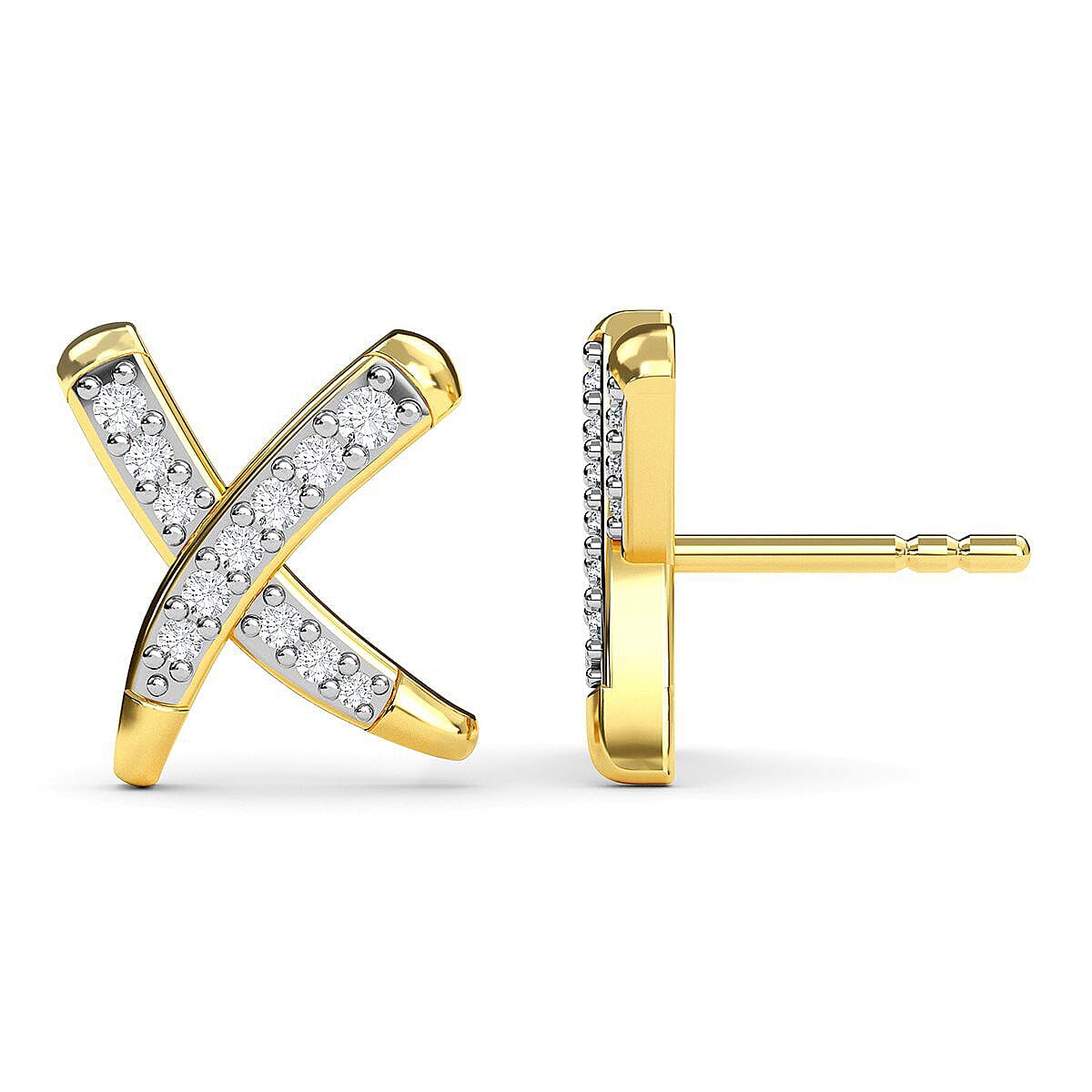 RACHEL GALLEY 14K Yellow Gold SGL Certified Diamond (SI-G-H) Stud Earrings (With Push Back) 0.20Ct.