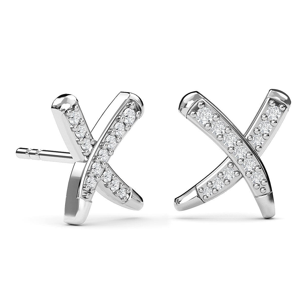 RACHEL GALLEY 14K White Gold SGL Certified Diamond (SI-G-H) Stud Earrings 0.20 Ct.