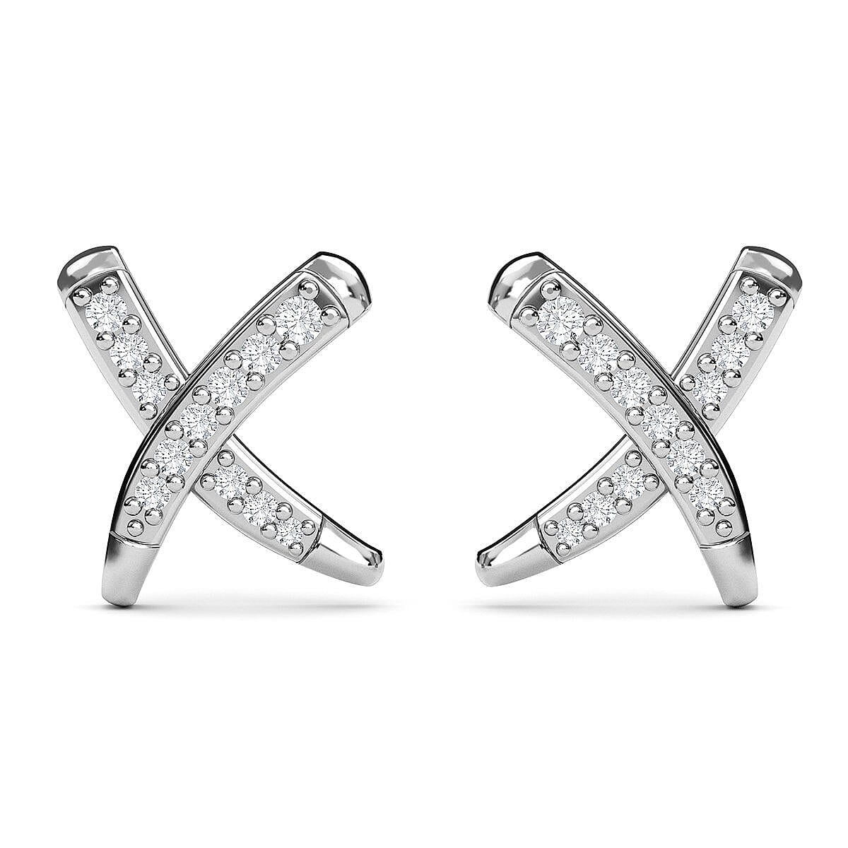 RACHEL GALLEY 14K White Gold SGL Certified Diamond (SI-G-H) Stud Earrings 0.20 Ct.