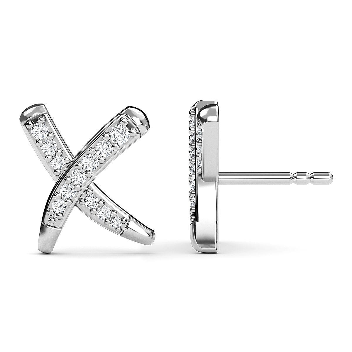 RACHEL GALLEY 14K White Gold SGL Certified Diamond (SI-G-H) Stud Earrings 0.20 Ct.