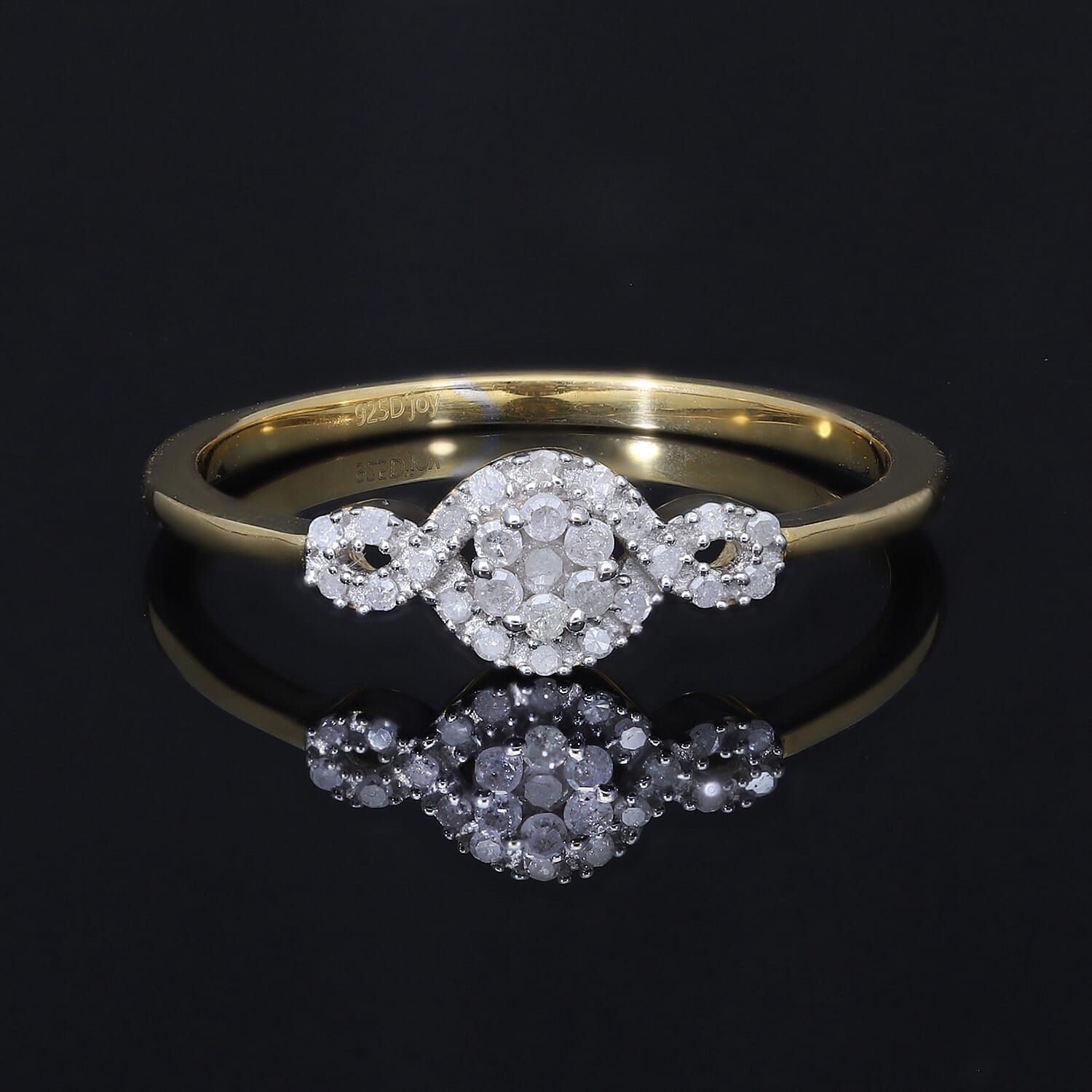 Diamond Ring in Yellow Gold Overlay Sterling Silver 0.21 Ct.