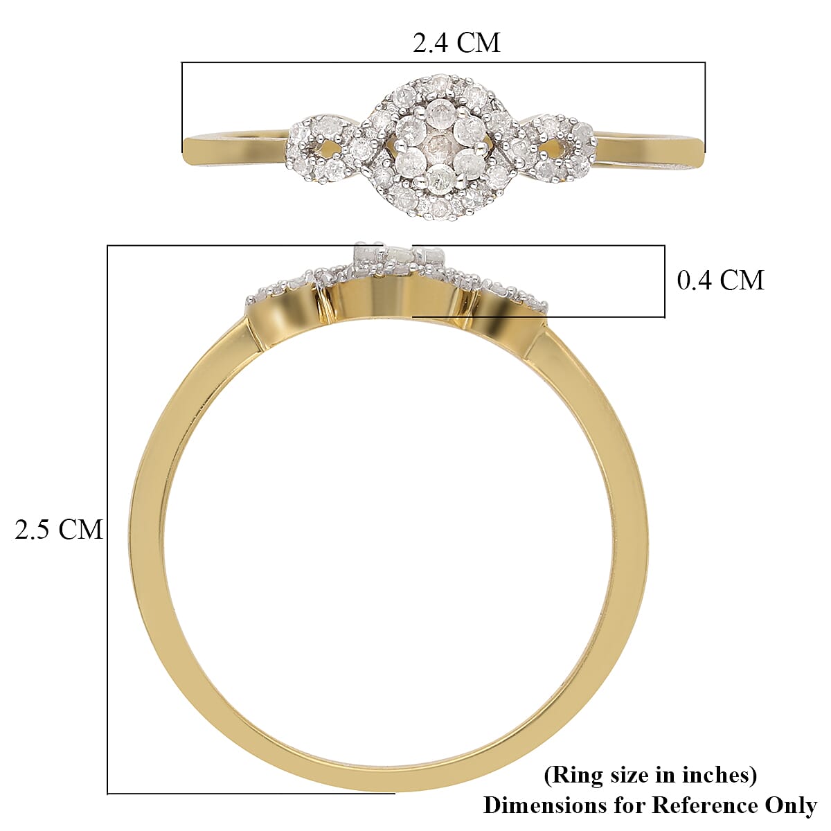 Diamond Ring in Yellow Gold Overlay Sterling Silver 0.21 Ct.