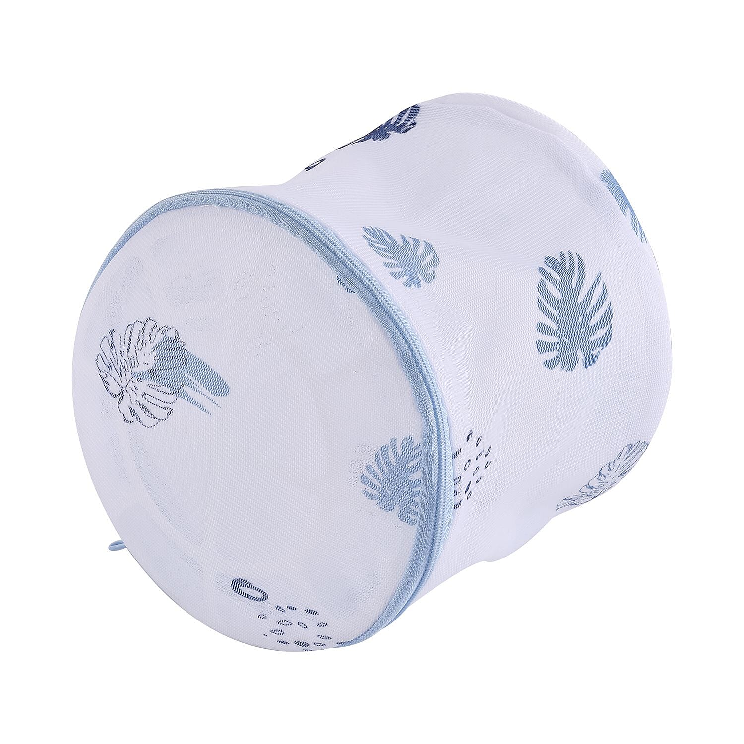 Set of 5 - Leaf Pattern Laundry Bags with Zip Closure - Blue