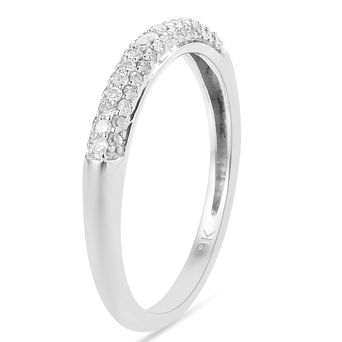9K White Gold SGL Certified Diamond (I1-I2-G-H) Ring  0.23 Ct.