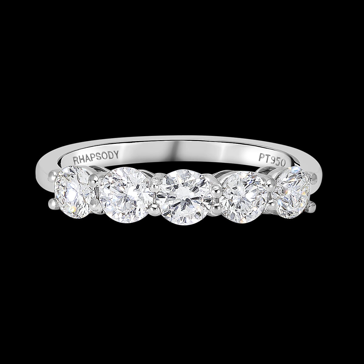 RHAPSODY 950 Platinum IGI Certified Diamond (VS-E-F) 5 Stone Ring 1.00 Ct