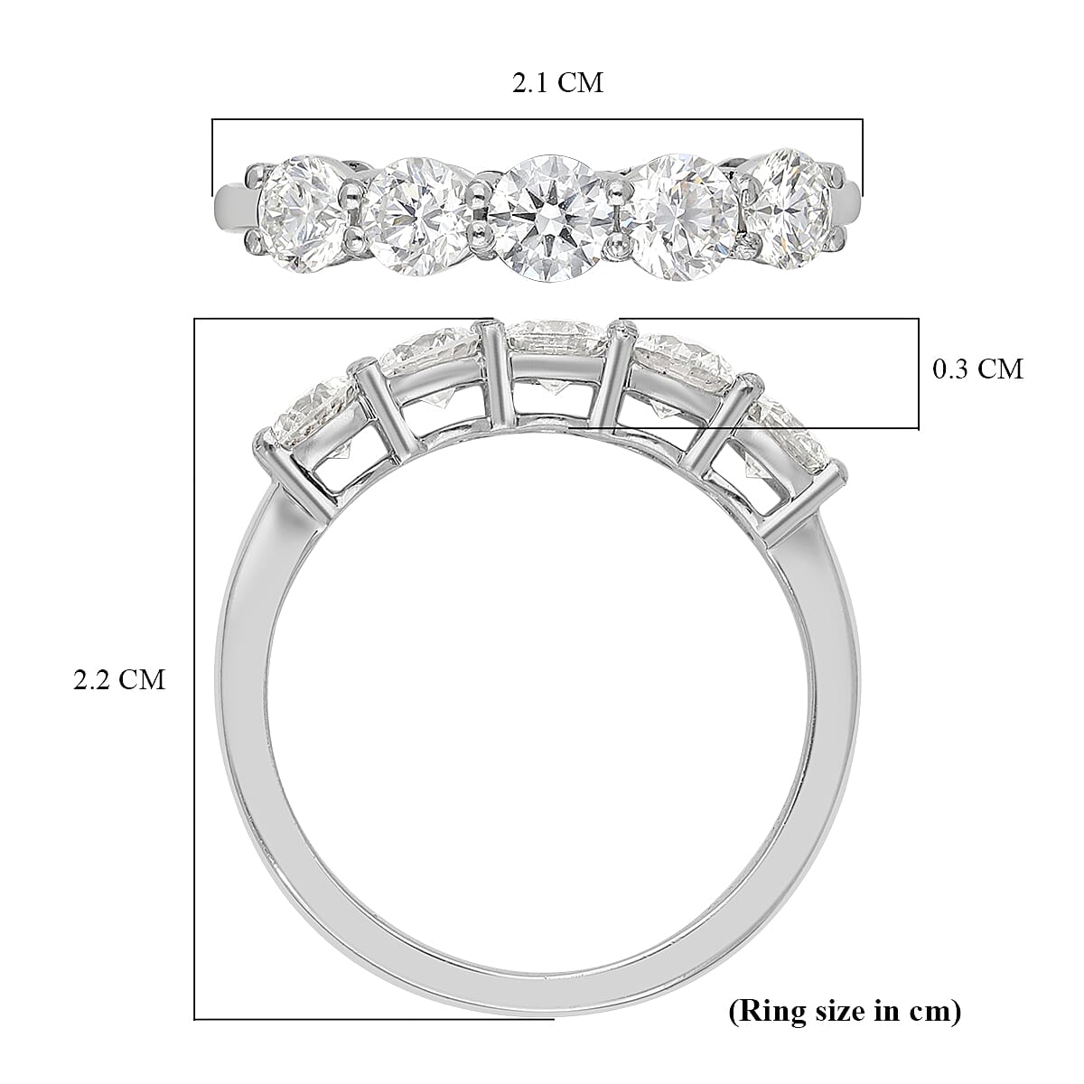 RHAPSODY 950 Platinum IGI Certified Diamond (VS-E-F) 5 Stone Ring 1.00 Ct