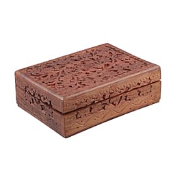 Hand Carved Tree Pattern Mango Wood Storage Box