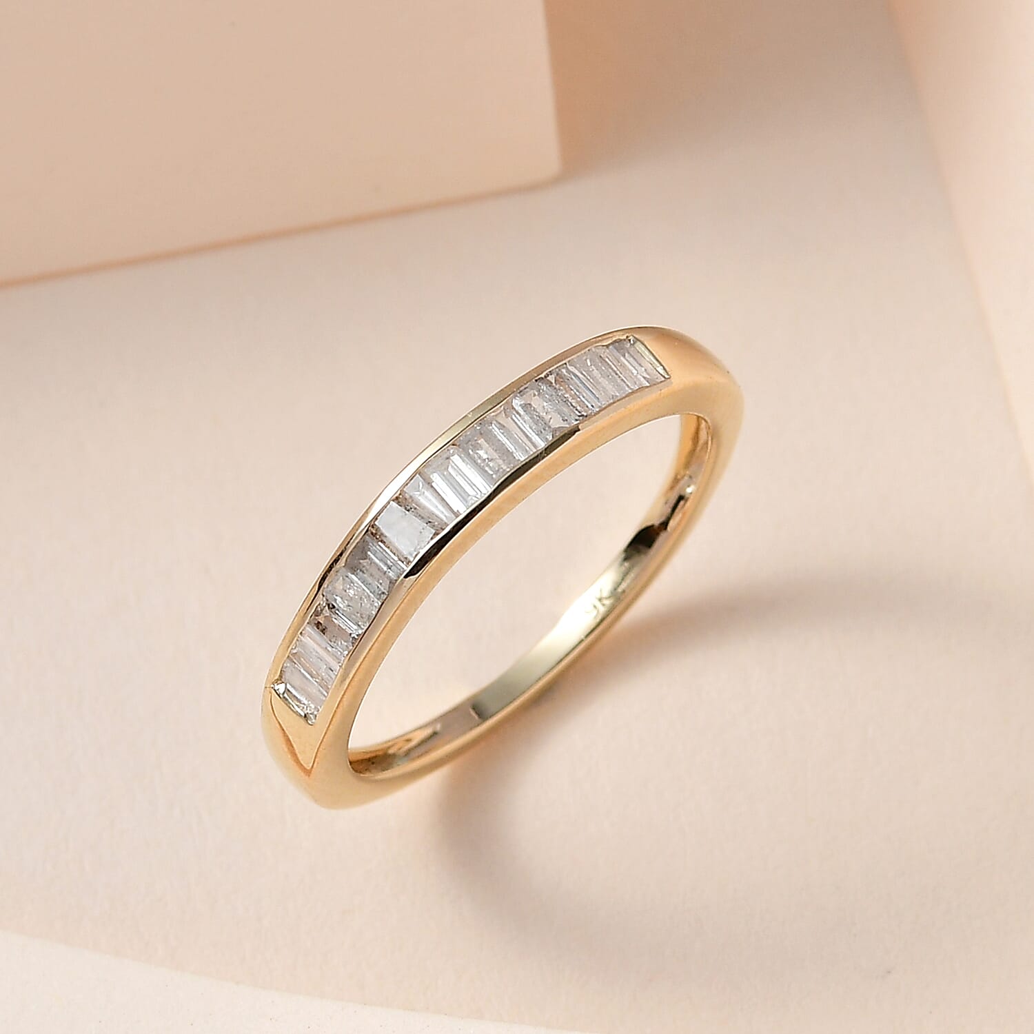 9K Yellow Gold Diamond (G-H) Band Ring 0.50 Ct, Gold Wt. 1.40 Gms.