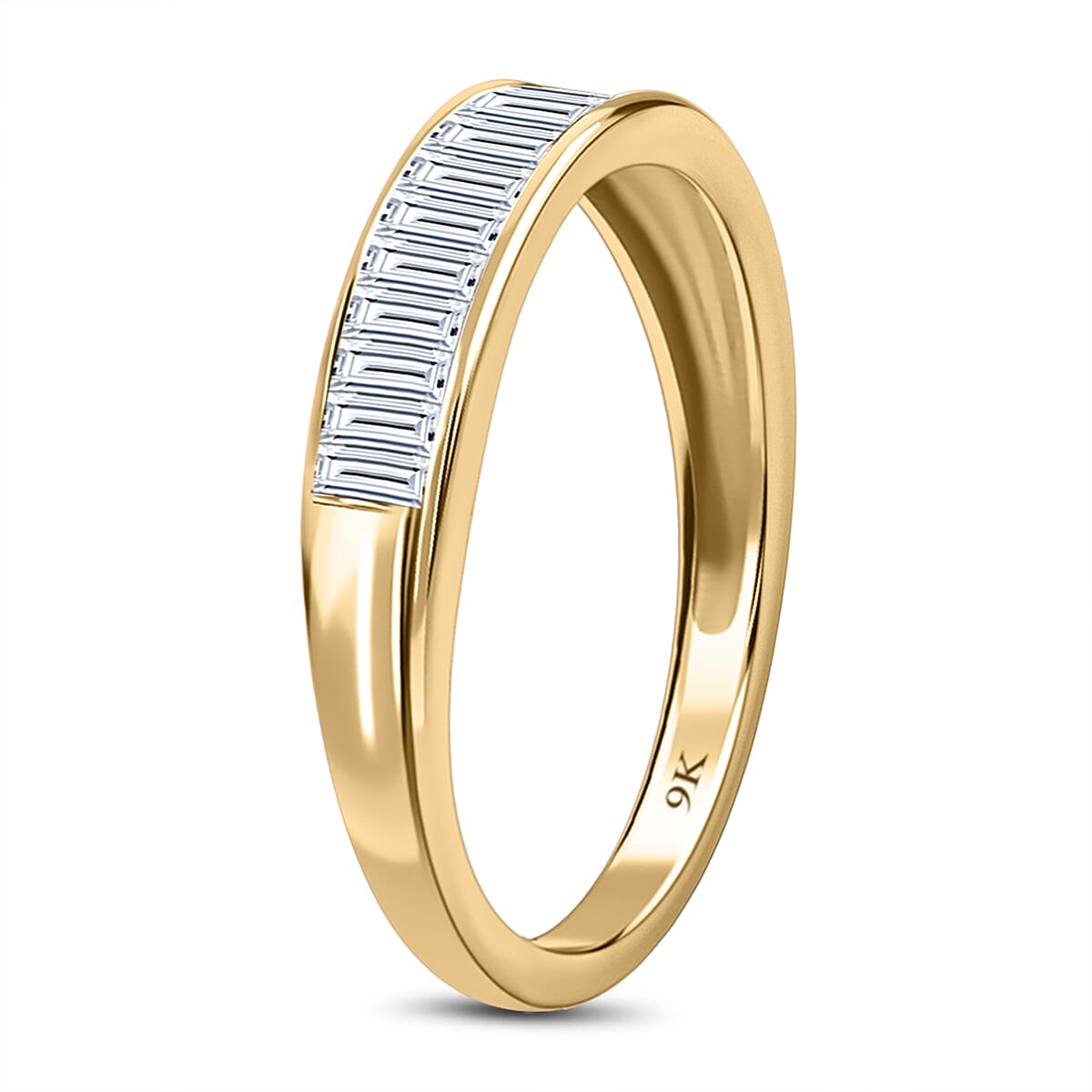 9K Yellow Gold Diamond (G-H) Band Ring 0.50 Ct, Gold Wt. 1.40 Gms.