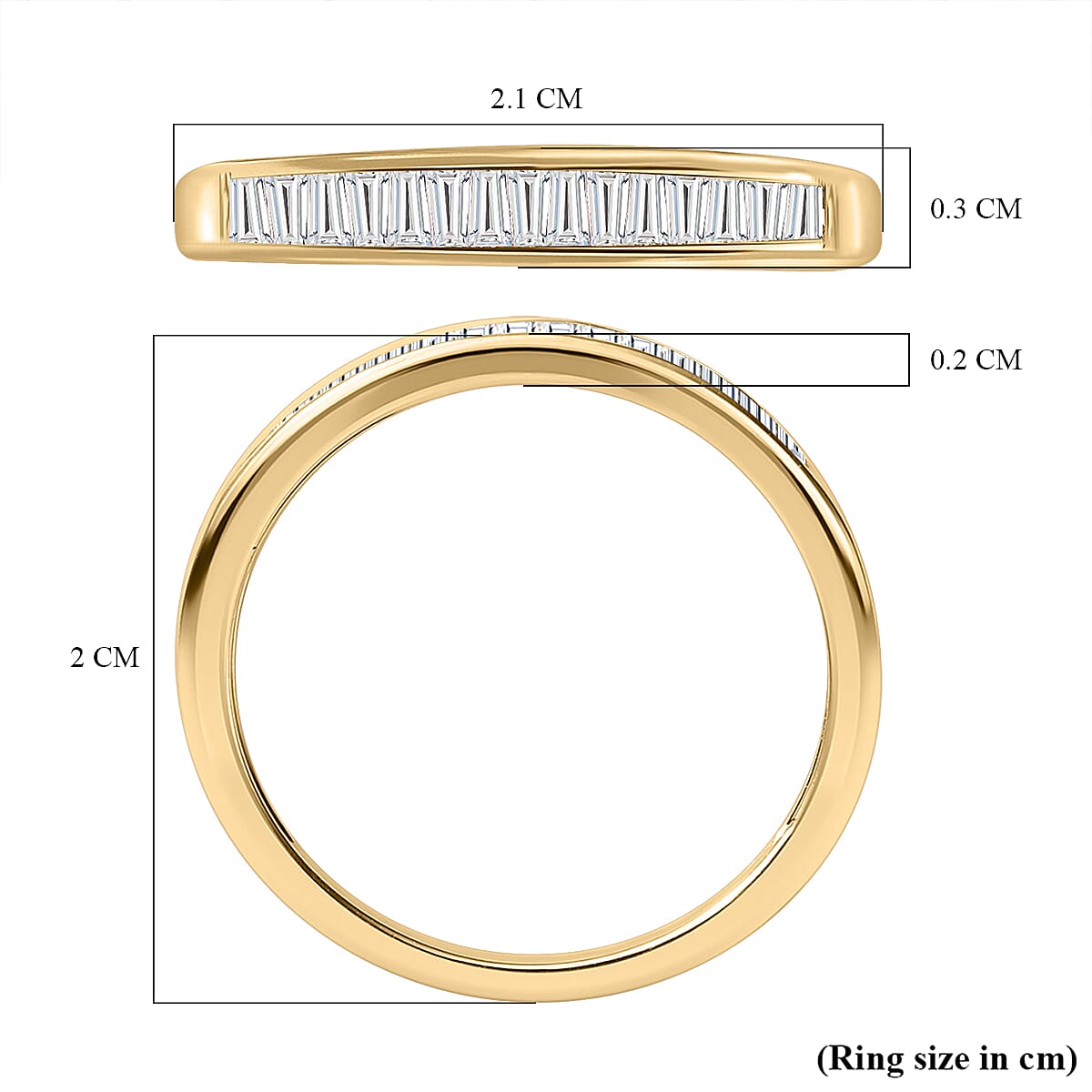 9K Yellow Gold Diamond (G-H) Band Ring 0.50 Ct, Gold Wt. 1.40 Gms.