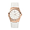 EON 1962 Swiss Movement White Dial Diamond Studded 5 ATM Water Resistant Watch with White Leather Strap