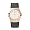 EON 1962 Swiss Movement White Dial Rose Gold Case Champagne Diamond Studded 5 ATM Water Resistant Watch with Black Leather Strap