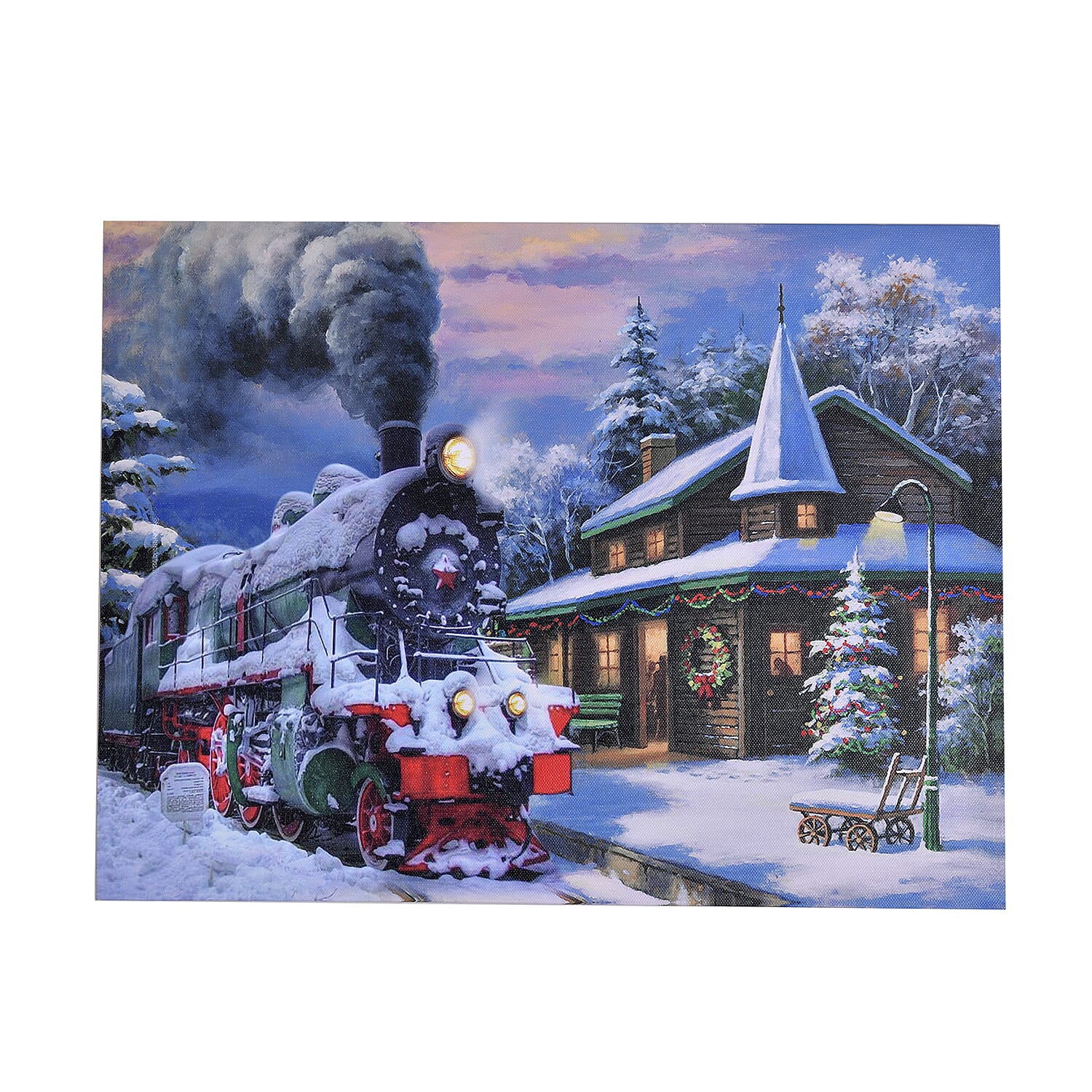 4 LED Christmas Train Painting (Size 40X30X1 CM) - Warm Light