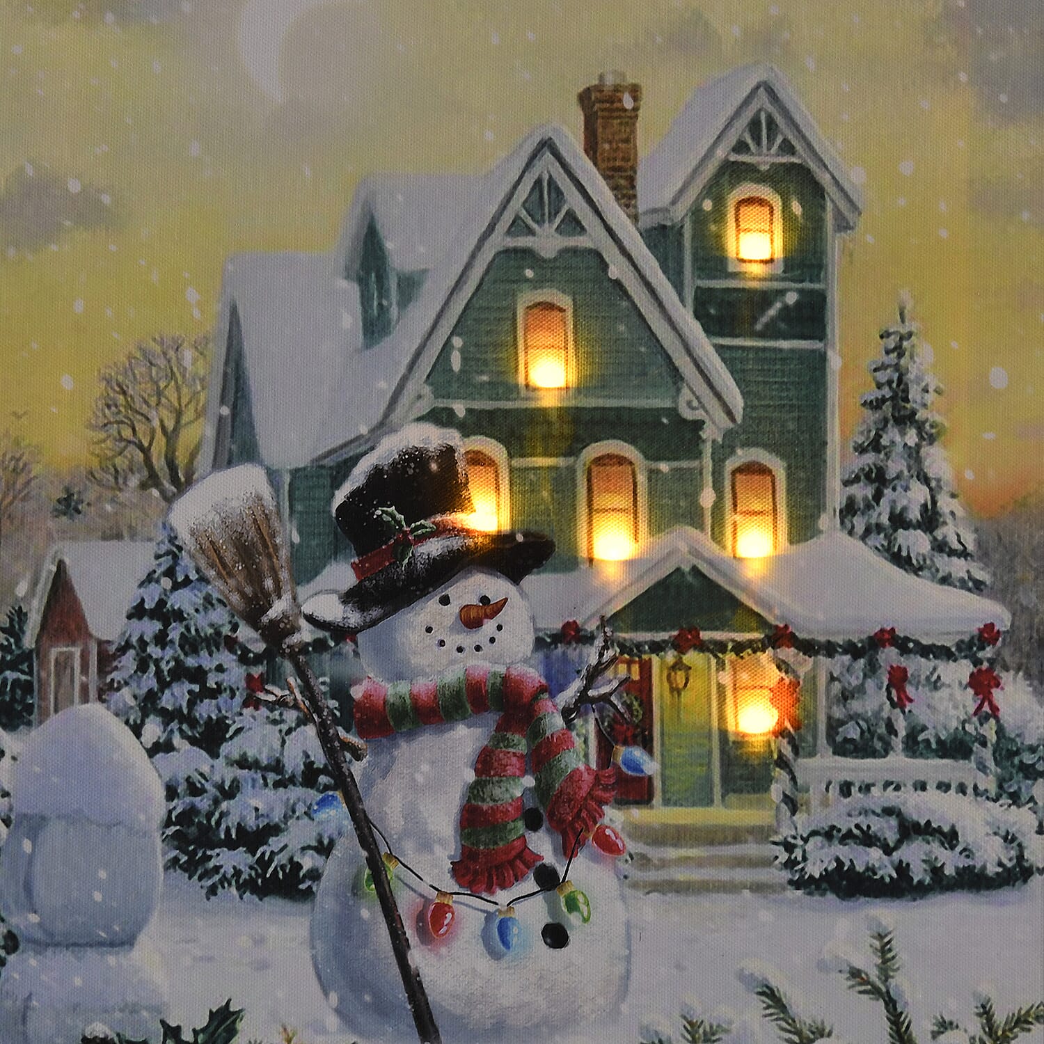 6 LED Warm Light Christmas Theme Painting (Size 40X30 Cm) Requires 2 x AA Battery (not included)