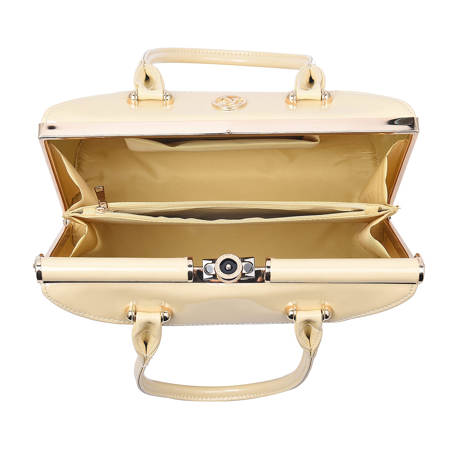 BOUTIQUE COLLECTION Croc Pattern Satchel Bag with Detachable and Adjustable Shoulder Strap (Size 30x22x13 Cm) - Beige