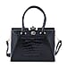 BOUTIQUE COLLECTION Croc Pattern Satchel Bag with Detachable and Adjustable Shoulder Strap - Black