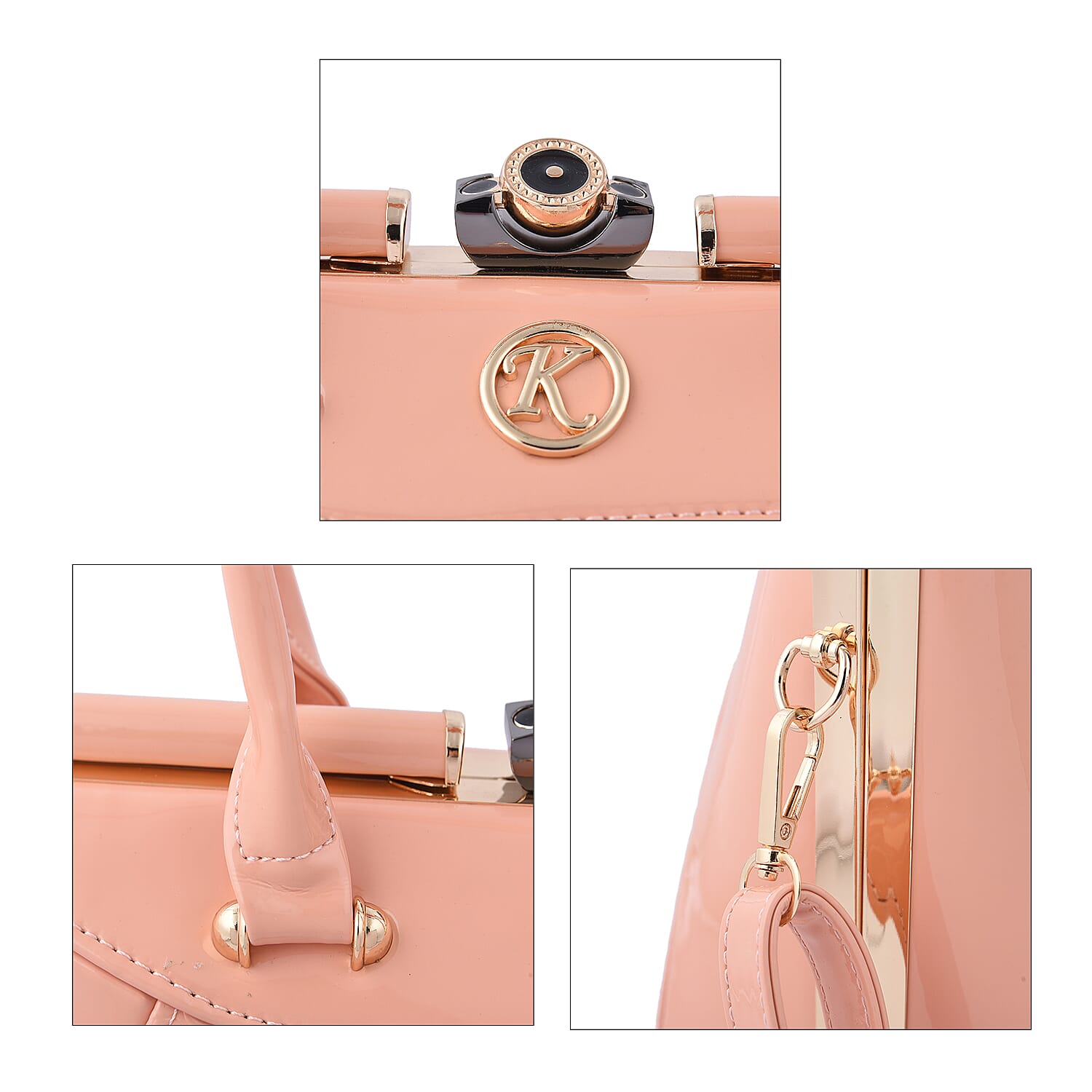 BOUTIQUE COLLECTION Croc Pattern Satchel Bag with Detachable and Adjustable Shoulder Strap (Size 30x13x22 Cm) - Pink