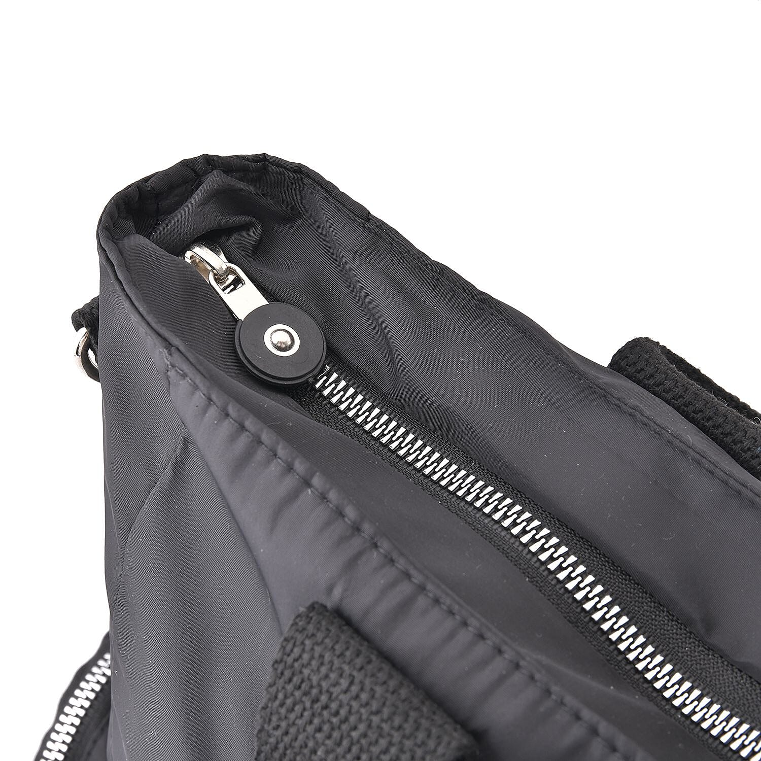 Multi Pockets Tote Bag with Handel Drop and Shoulder Strap (Size 36x33x15 Cm) - Black