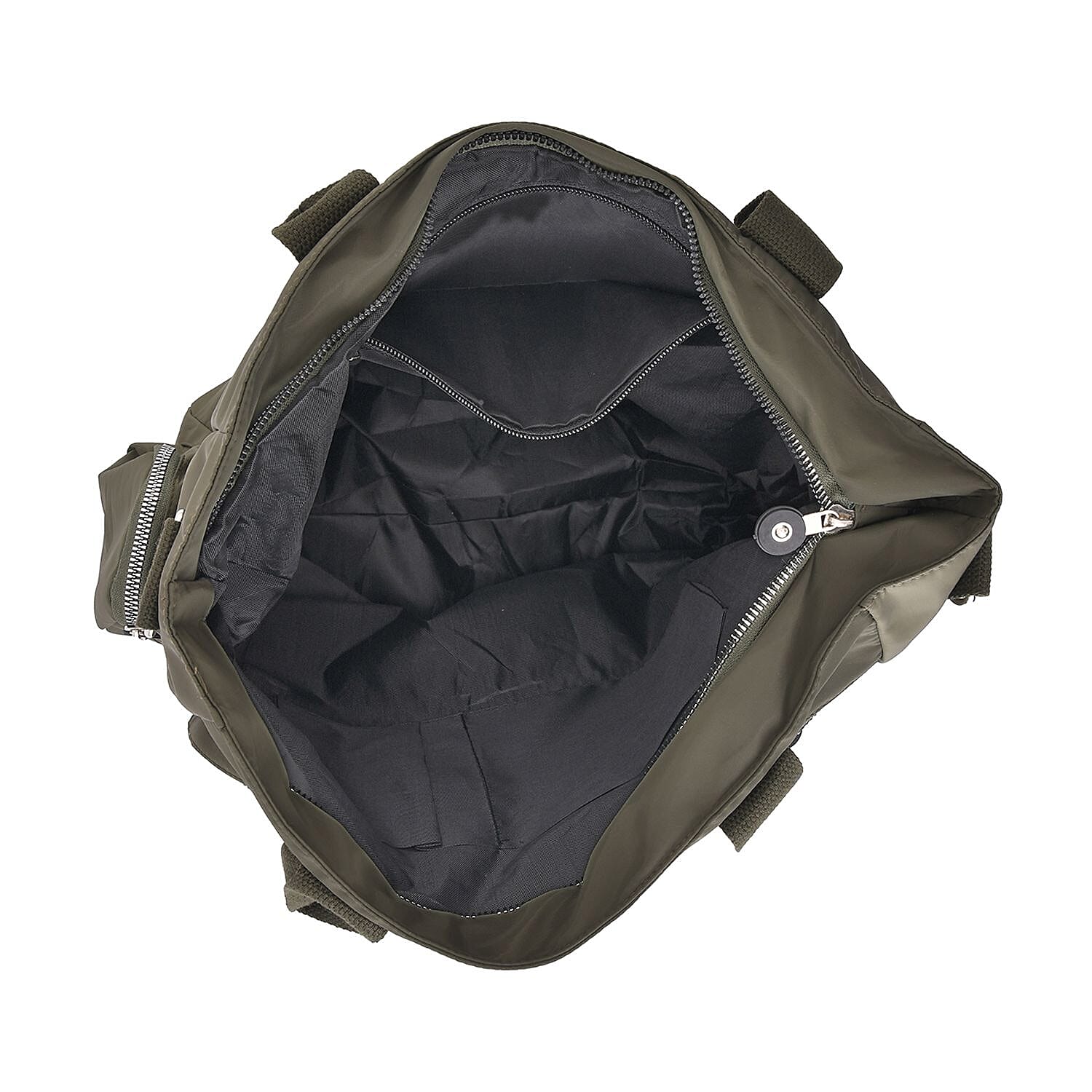 Multi-Pocket Satchel Bag with Detachable Shoulder Strap - Green