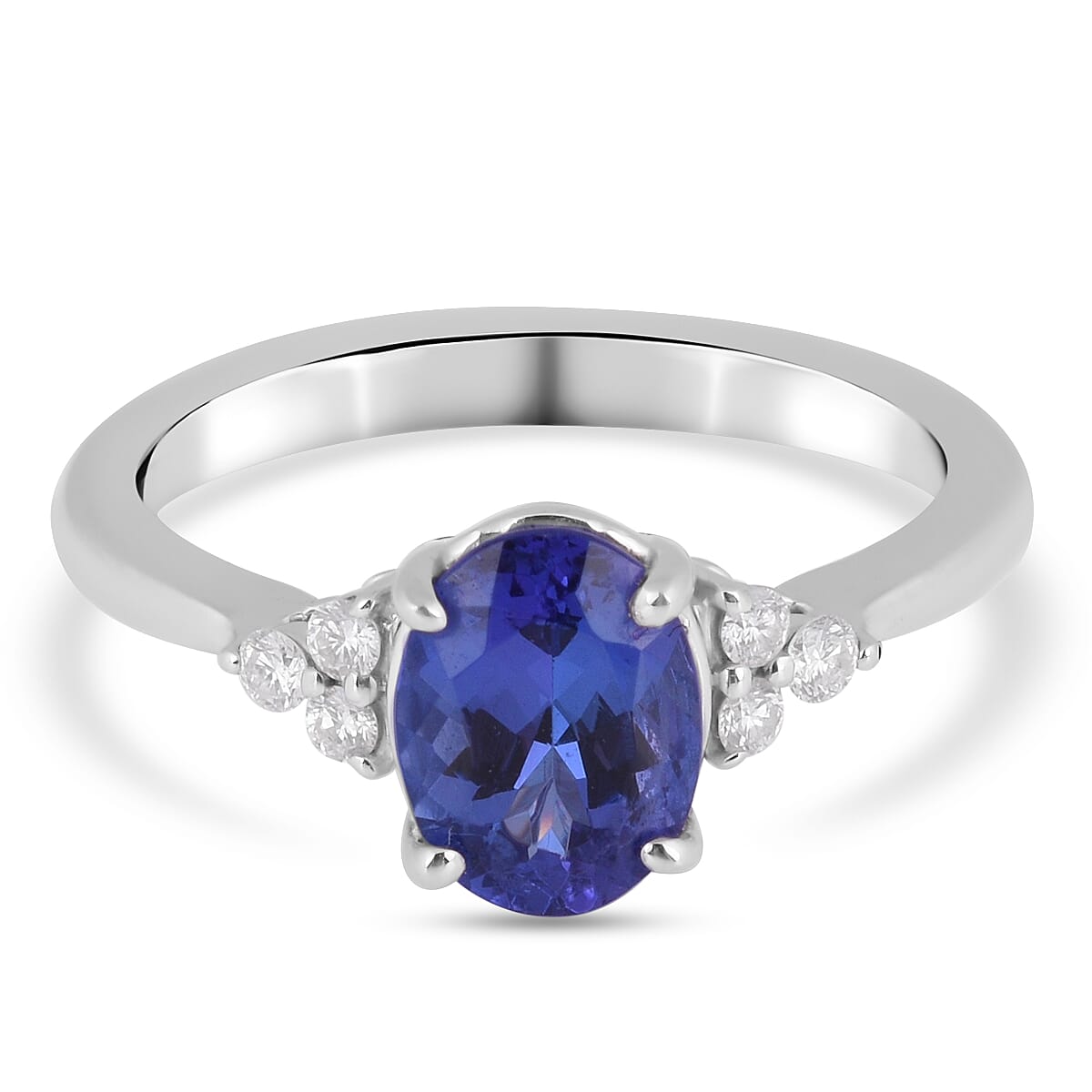 RHAPSODY 950 Platinum AAAA Tanzanite and Diamond (VS-E-F) Ring  1.40 Ct, Platinum Wt. 5.00 Gms Size J