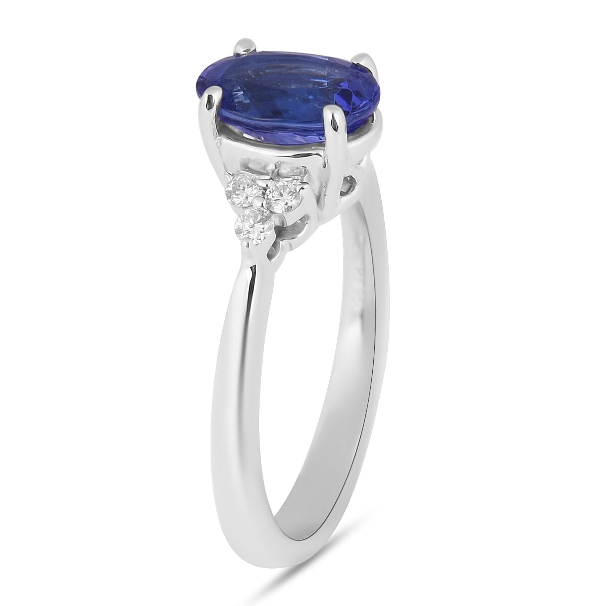 RHAPSODY 950 Platinum AAAA Tanzanite and Diamond (VS-E-F) Ring  1.40 Ct, Platinum Wt. 5.00 Gms Size J