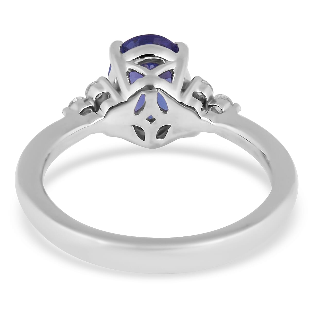 RHAPSODY 950 Platinum AAAA Tanzanite and Diamond (VS-E-F) Ring  1.40 Ct, Platinum Wt. 5.00 Gms Size J