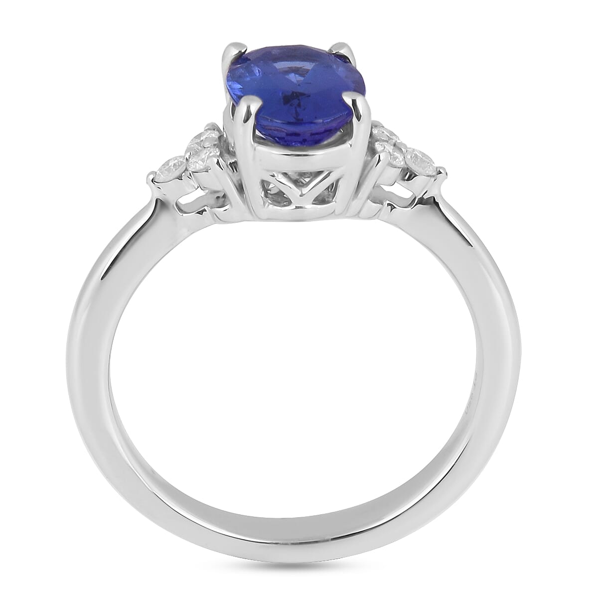 RHAPSODY 950 Platinum AAAA Tanzanite and Diamond (VS-E-F) Ring  1.40 Ct, Platinum Wt. 5.00 Gms Size J