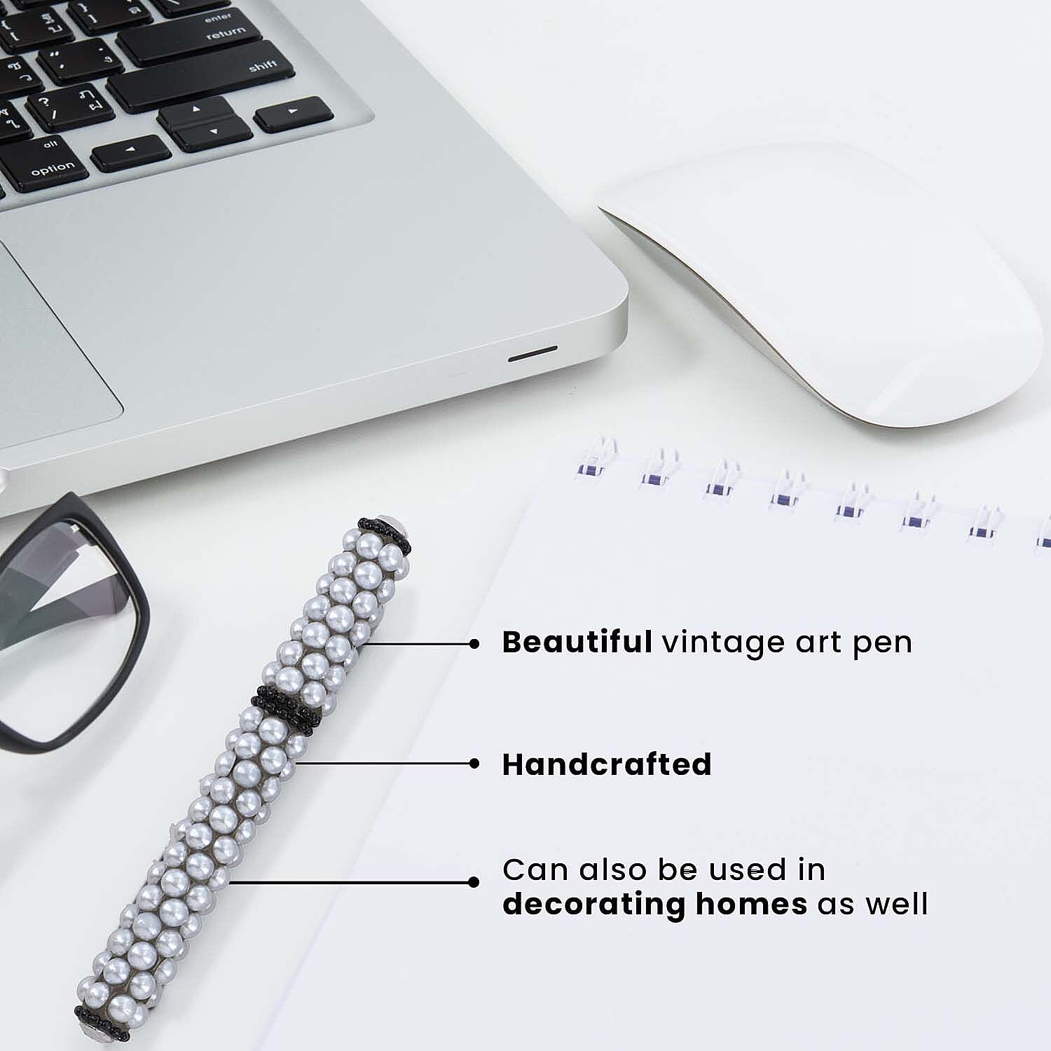 OTO - Set of 5 Rhinestone Beaded pen with One Key Chain option - Black