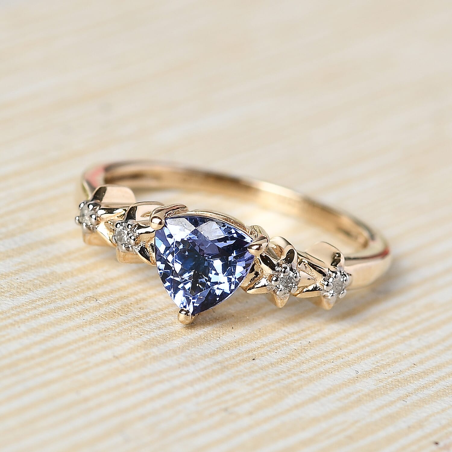 GP Celestial Dream Collection - 9K Yellow Gold Tanzanite, Kanchanaburi Blue Sapphire and Diamond Ring