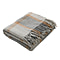 Checkered Pattern Wool Throw Blanket with Fringes - Grey & Rust