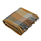 Checkered Pattern Wool Throw Blanket with Fringes -  Mustard & Light Grey